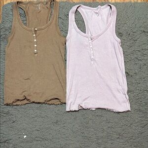 Aerie Brown and Pink Tank Tops